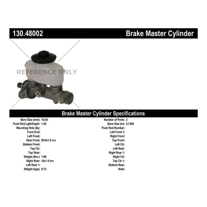 CENTRIC PARTS 130.48002 Centric Premium Brake Master Cylinder