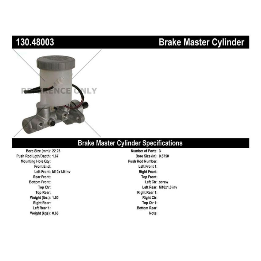CENTRIC PARTS 130.48003 Centric Premium Brake Master Cylinder
