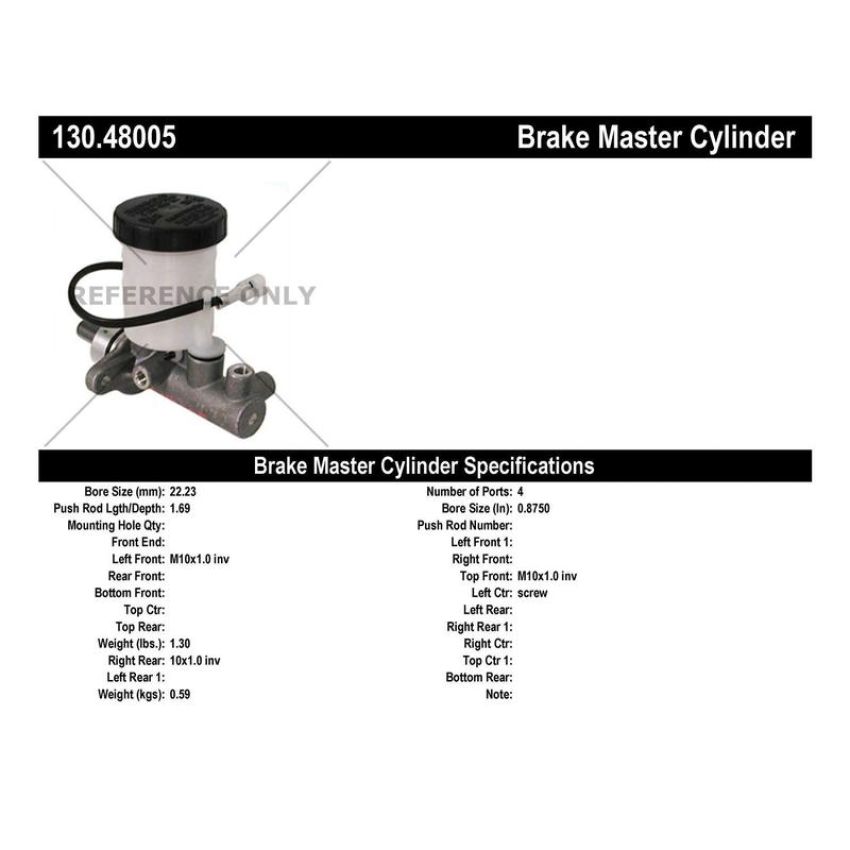 CENTRIC PARTS 130.48005 Centric Premium Brake Master Cylinder