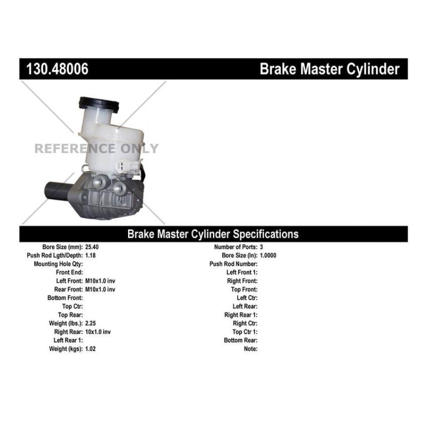 CENTRIC PARTS 130.48006 Centric Premium Brake Master Cylinder