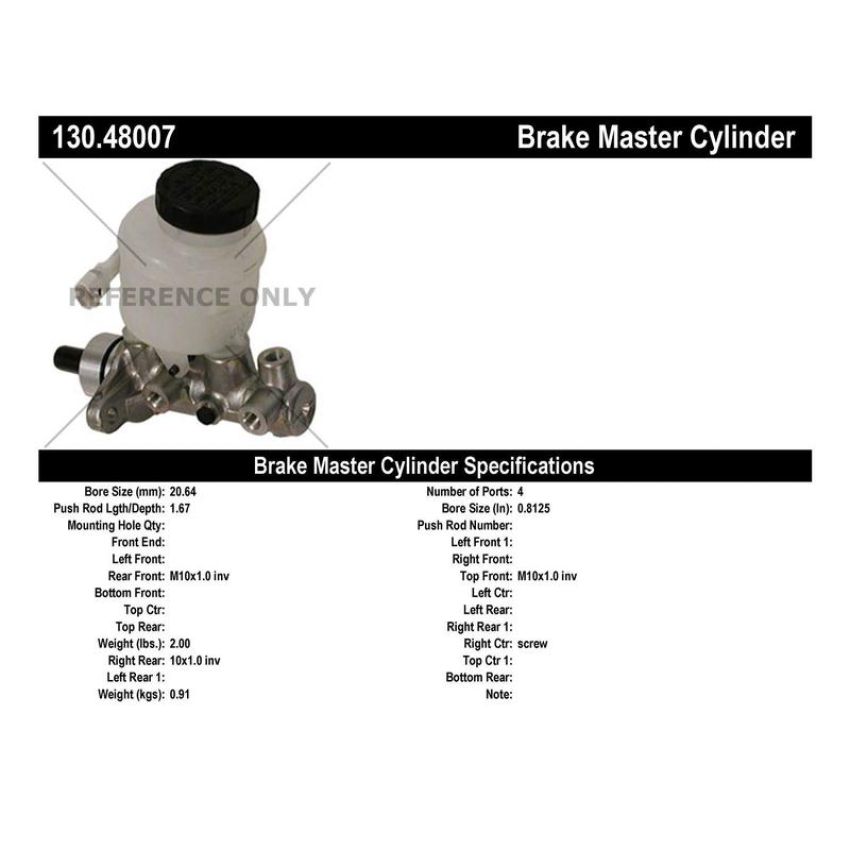 CENTRIC PARTS 130.48007 Centric Premium Brake Master Cylinder