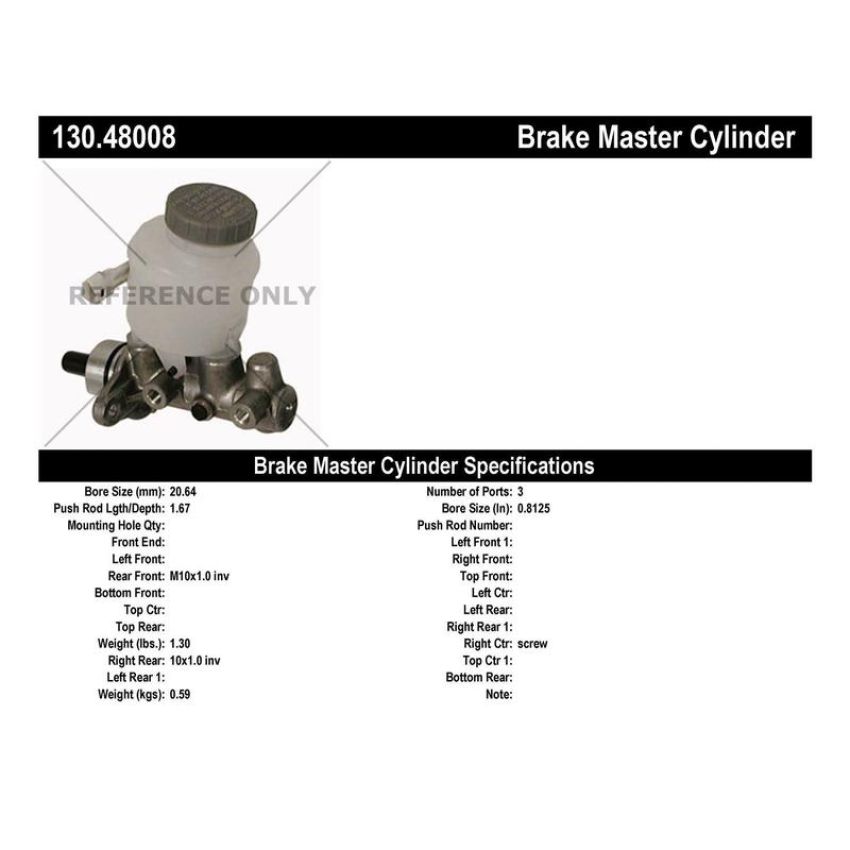 CENTRIC PARTS 130.48008 Centric Premium Brake Master Cylinder