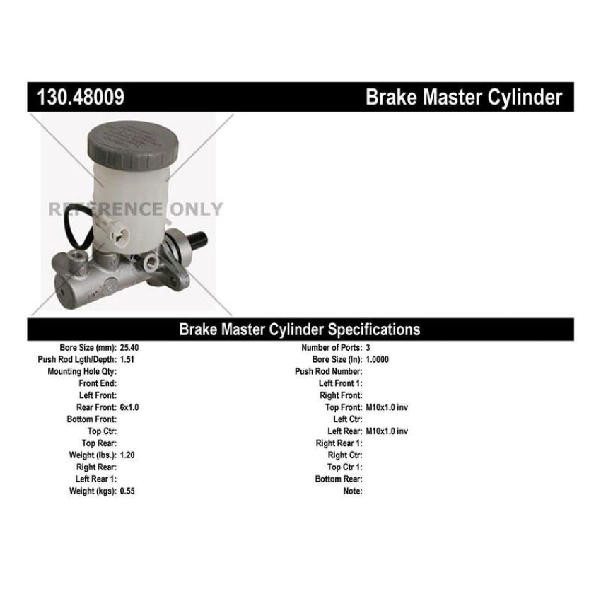 CENTRIC PARTS 130.48009 Centric Premium Brake Master Cylinder