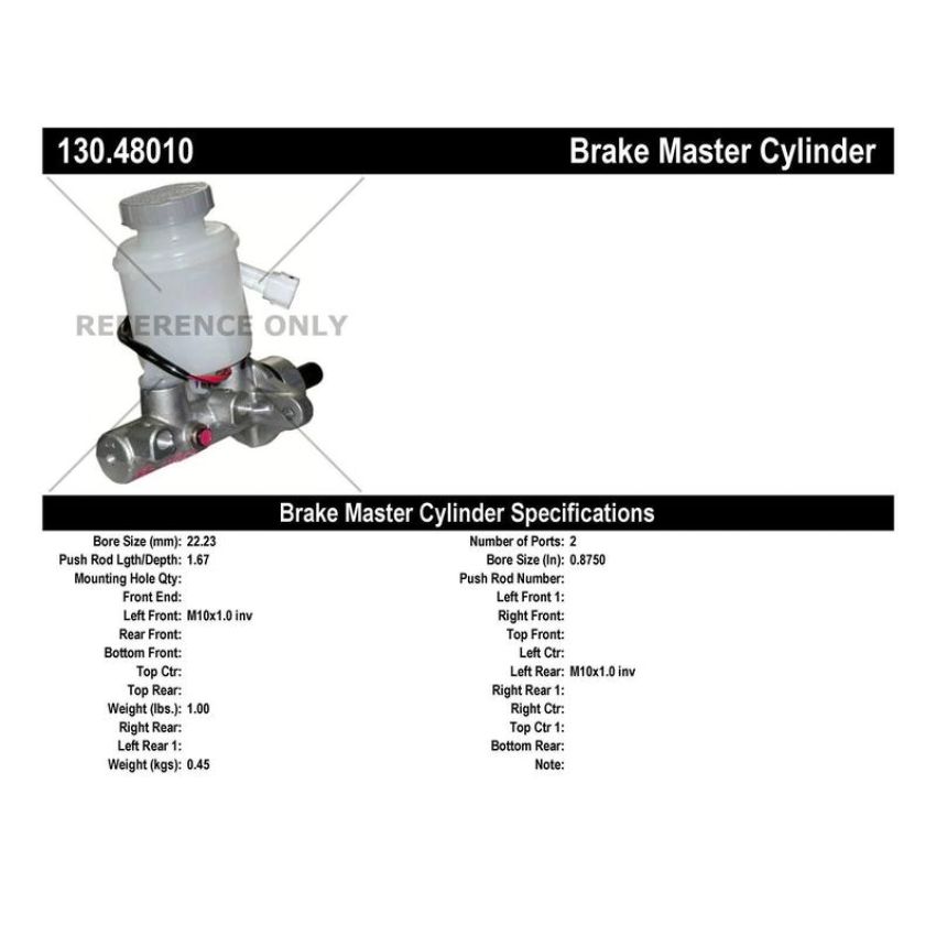 CENTRIC PARTS 130.48010 Centric Premium Brake Master Cylinder