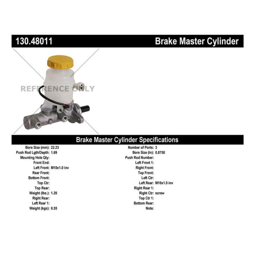 CENTRIC PARTS 130.48011 Centric Premium Brake Master Cylinder