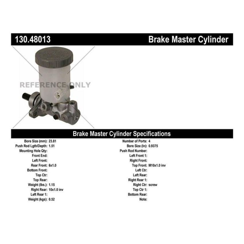 CENTRIC PARTS 130.48013 Centric Premium Brake Master Cylinder