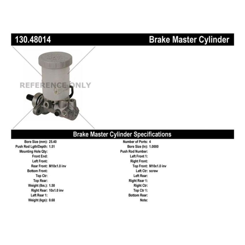 CENTRIC PARTS 130.48014 Centric Premium Brake Master Cylinder