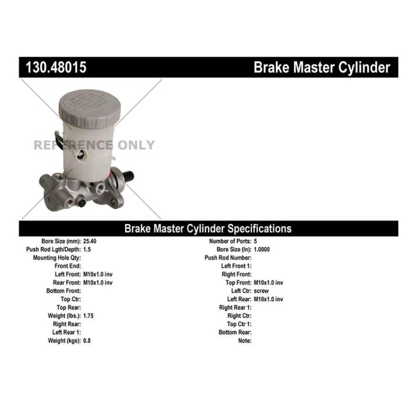 CENTRIC PARTS 130.48015 Centric Premium Brake Master Cylinder