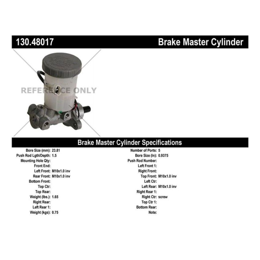 CENTRIC PARTS 130.48017 Centric Premium Brake Master Cylinder