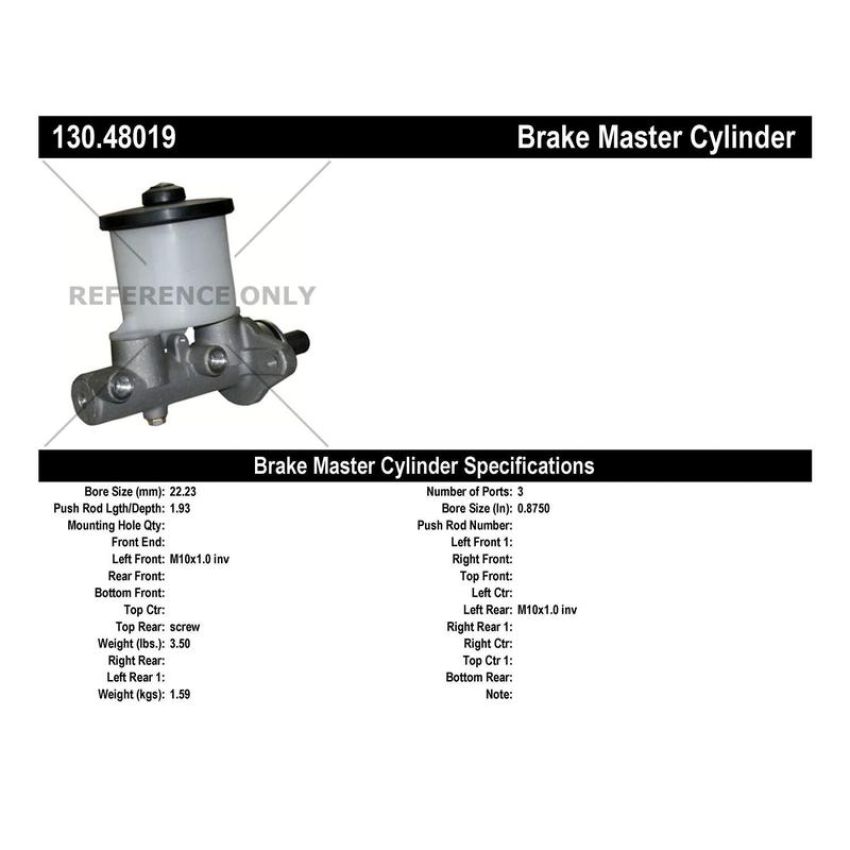 CENTRIC PARTS 130.48019 Centric Premium Brake Master Cylinder
