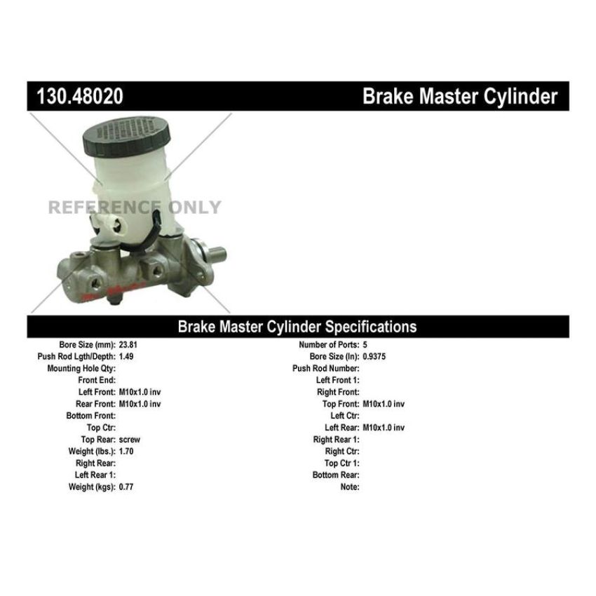 CENTRIC PARTS 130.48020 Centric Premium Brake Master Cylinder