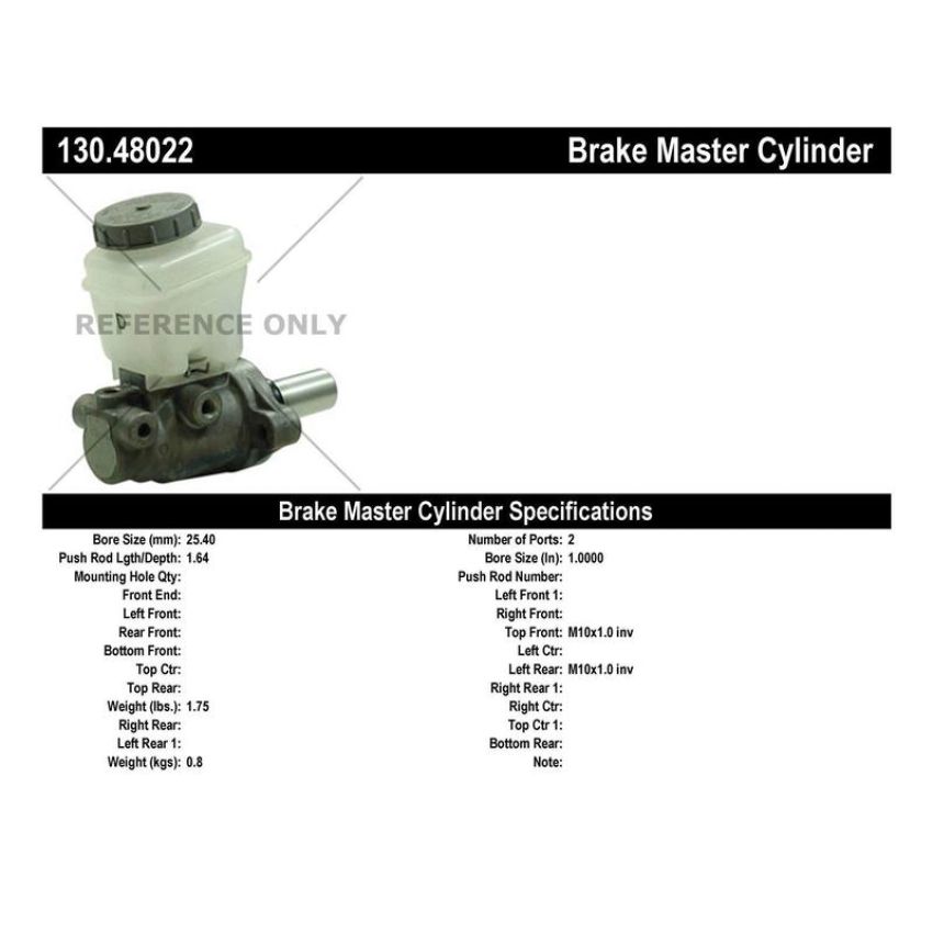 CENTRIC PARTS 130.48022 Centric Premium Brake Master Cylinder