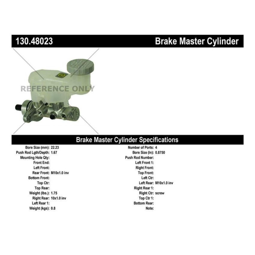 CENTRIC PARTS 130.48023 Centric Premium Brake Master Cylinder