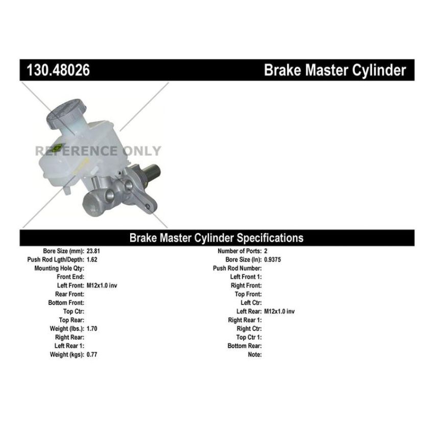 CENTRIC PARTS 130.48026 Centric Premium Brake Master Cylinder