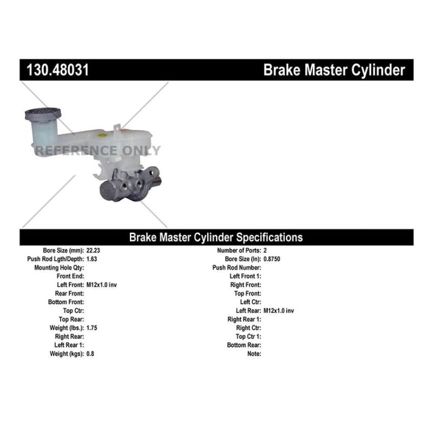 CENTRIC PARTS 130.48031 Centric Premium Brake Master Cylinder