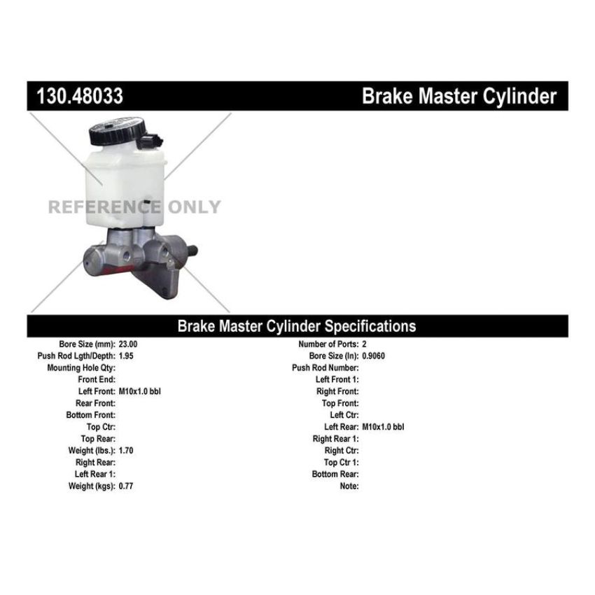 CENTRIC PARTS 130.48033 Centric Premium Brake Master Cylinder