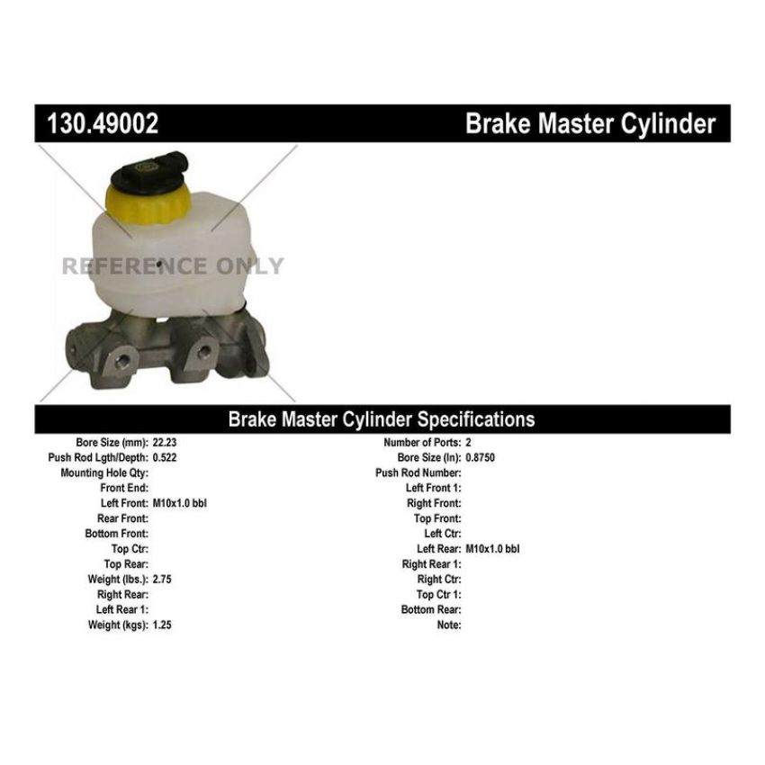 CENTRIC PARTS 130.49002 Centric Premium Brake Master Cylinder