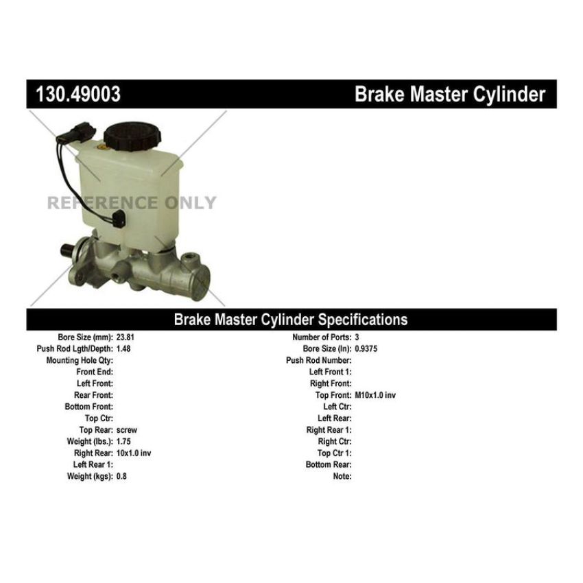 CENTRIC PARTS 130.49003 Centric Premium Brake Master Cylinder