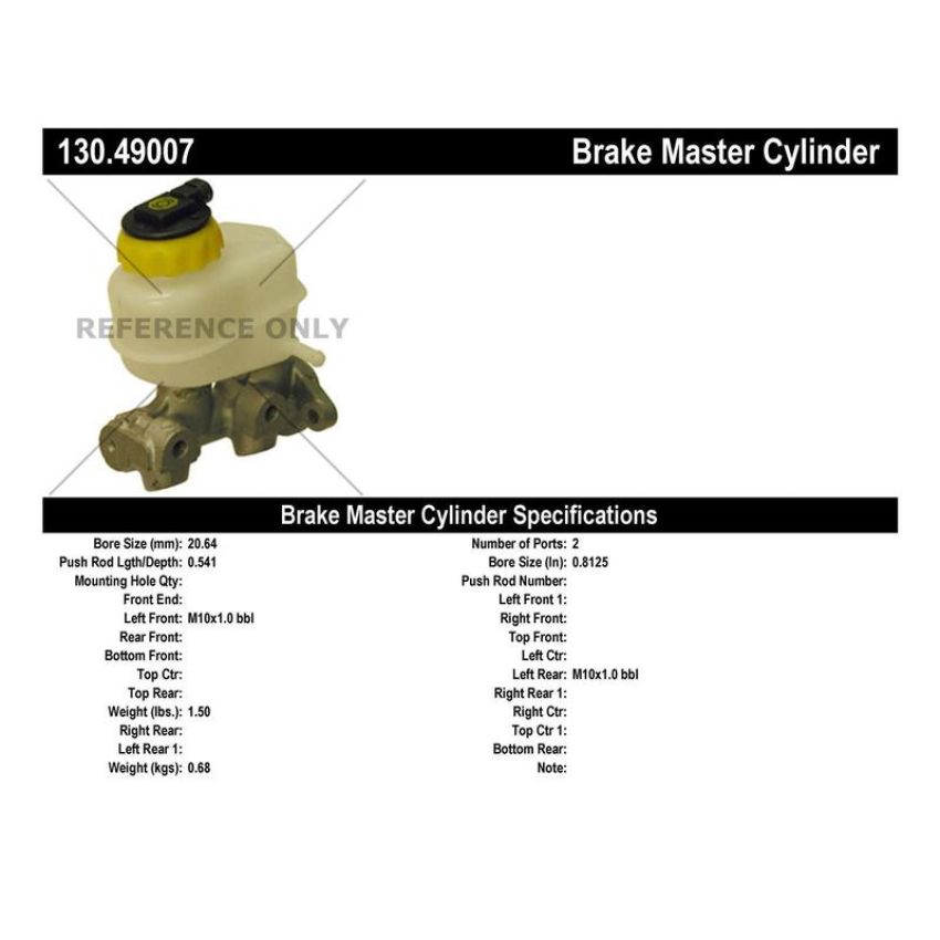 CENTRIC PARTS 130.49007 Centric Premium Brake Master Cylinder