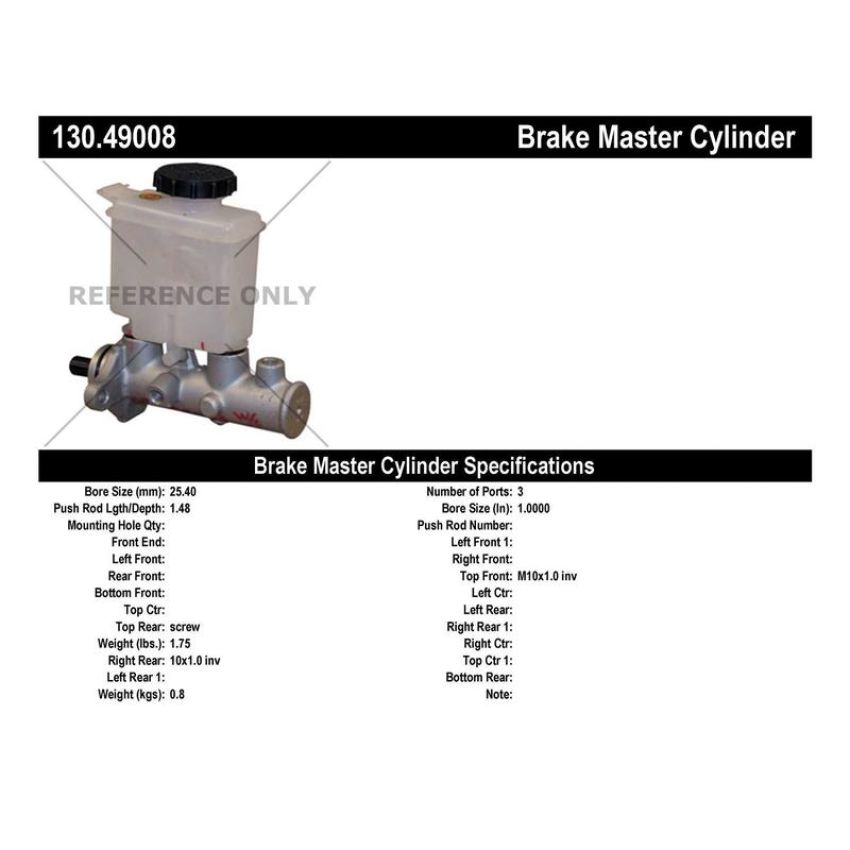 CENTRIC PARTS 130.49008 Centric Premium Brake Master Cylinder