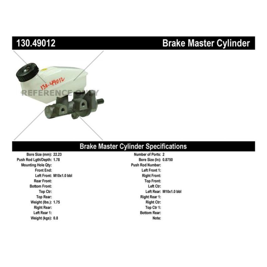 CENTRIC PARTS 130.49012 Centric Premium Brake Master Cylinder