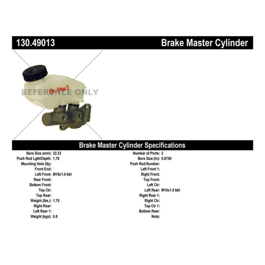 CENTRIC PARTS 130.49013 Centric Premium Brake Master Cylinder