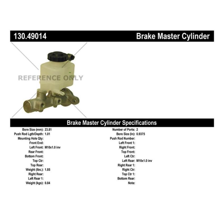 CENTRIC PARTS 130.49014 Centric Premium Brake Master Cylinder