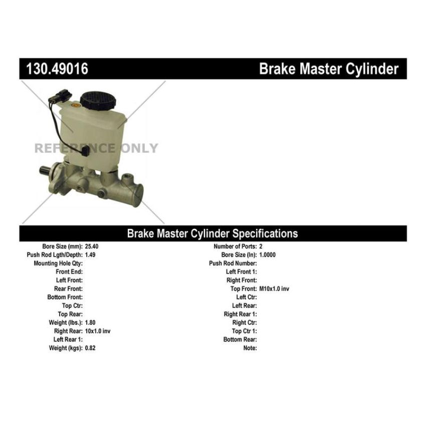 CENTRIC PARTS 130.49016 Centric Premium Brake Master Cylinder