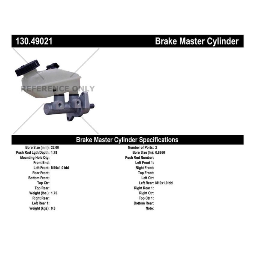 CENTRIC PARTS 130.49021 Centric Premium Brake Master Cylinder