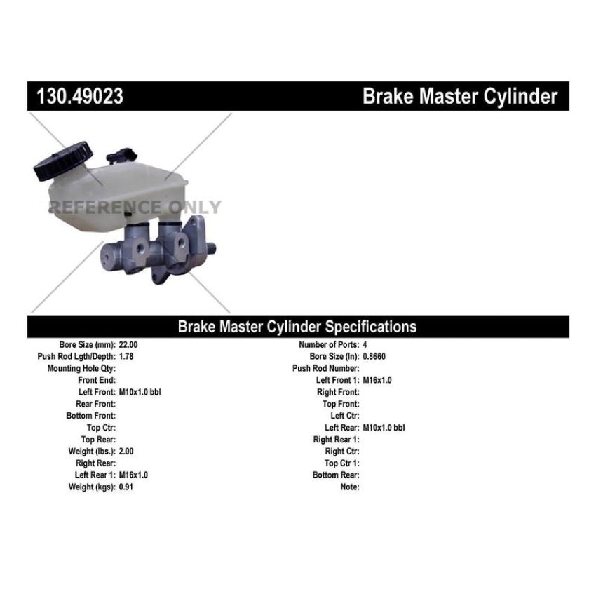 CENTRIC PARTS 130.49023 Centric Premium Brake Master Cylinder