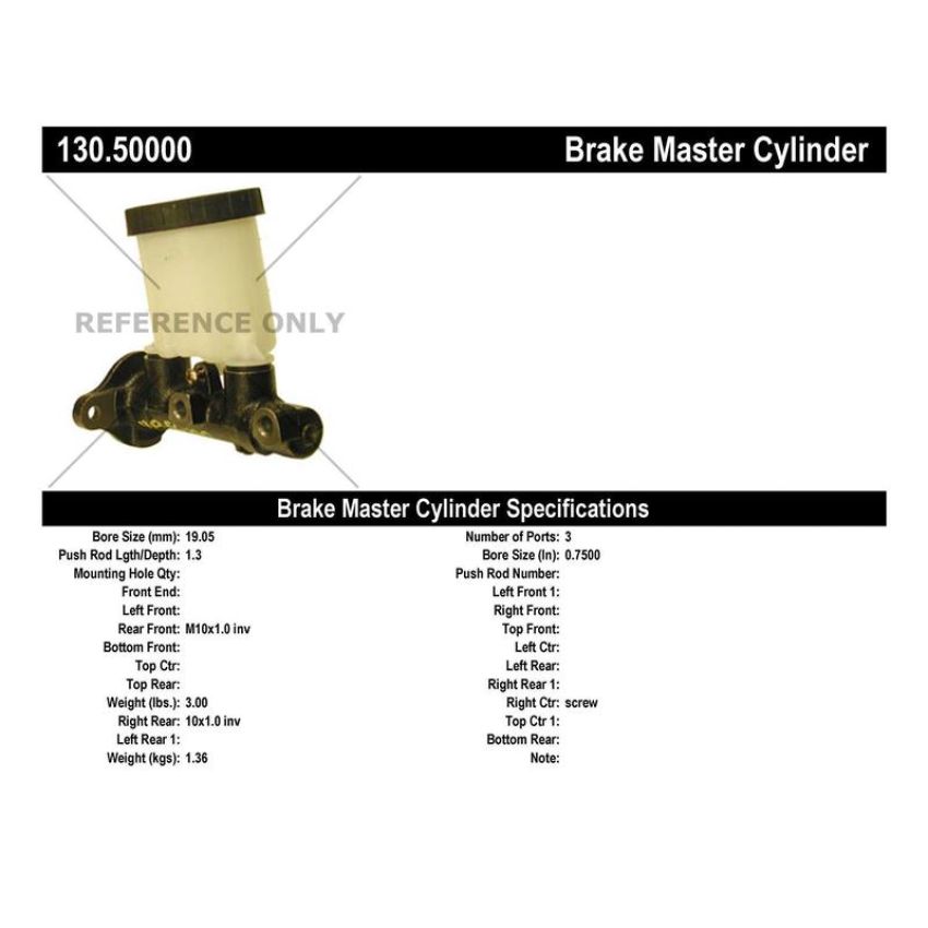 CENTRIC PARTS 130.50000 Centric Premium Brake Master Cylinder