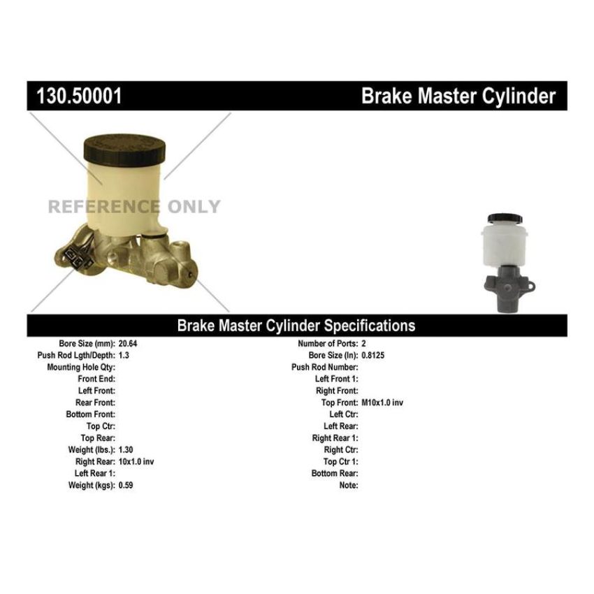 CENTRIC PARTS 130.50001 Centric Premium Brake Master Cylinder