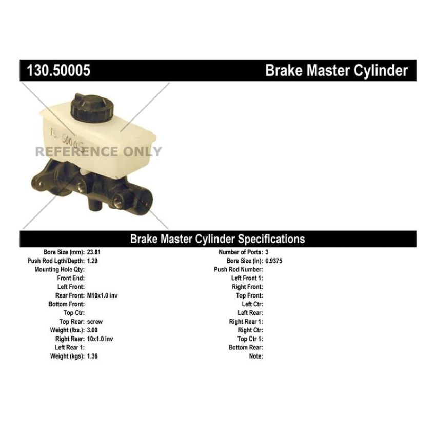 CENTRIC PARTS 130.50005 Centric Premium Brake Master Cylinder