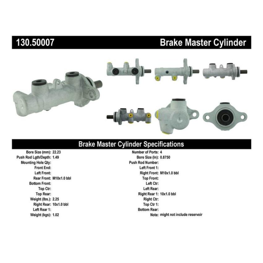 CENTRIC PARTS 130.50007 Centric Premium Brake Master Cylinder
