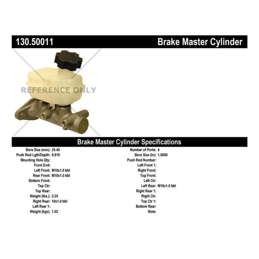 CENTRIC PARTS 130.50011 Centric Premium Brake Master Cylinder