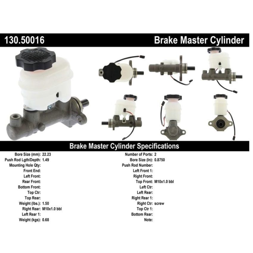 CENTRIC PARTS 130.50016 Centric Premium Brake Master Cylinder