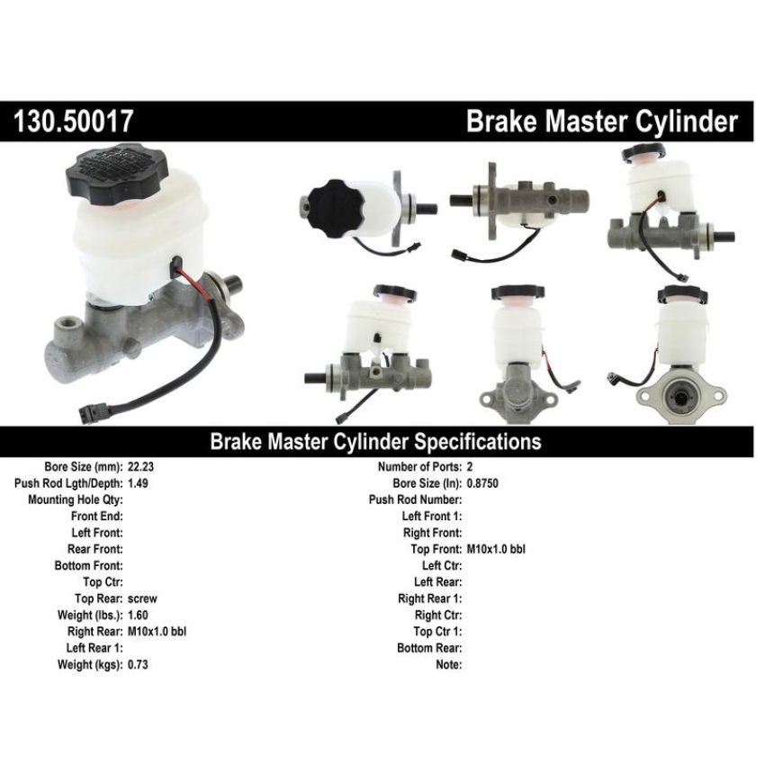 CENTRIC PARTS 130.50017 Centric Premium Brake Master Cylinder