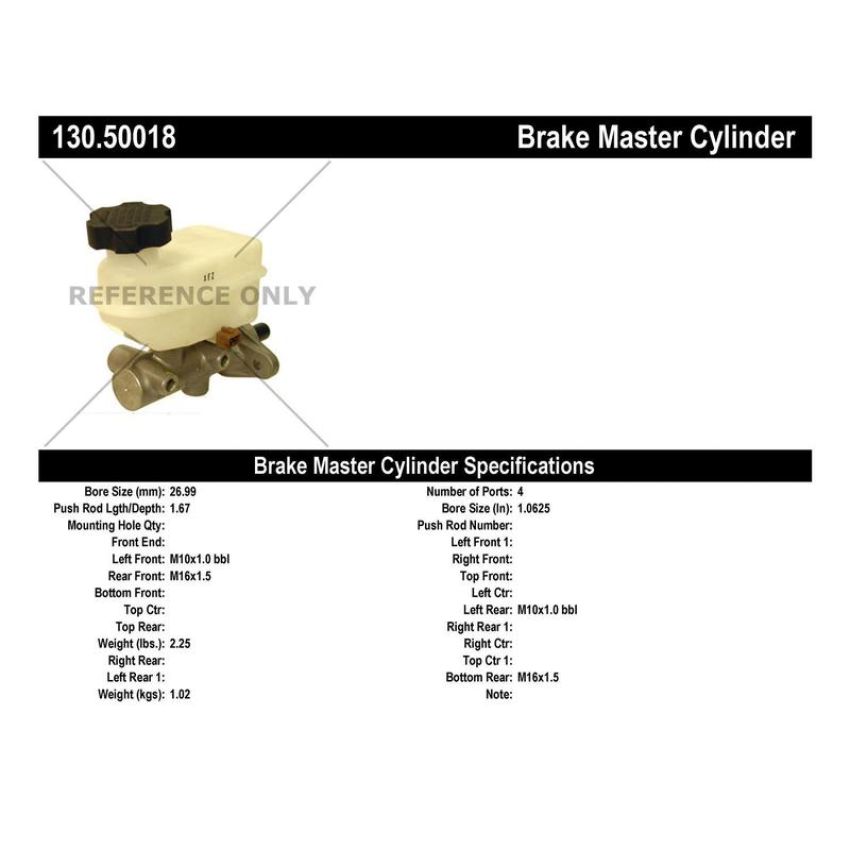 CENTRIC PARTS 130.50018 Centric Premium Brake Master Cylinder