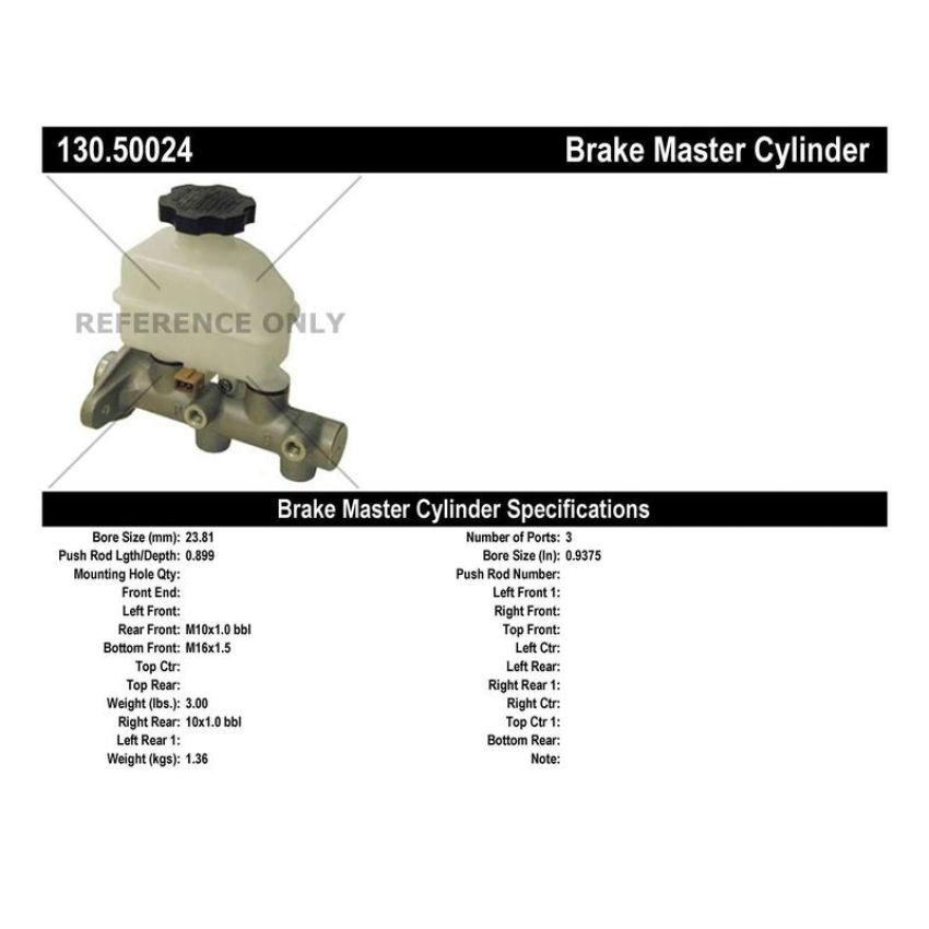 CENTRIC PARTS 130.50024 Centric Premium Brake Master Cylinder