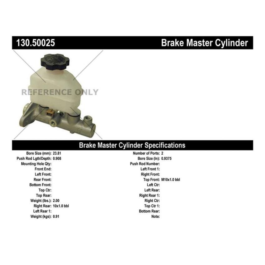 CENTRIC PARTS 130.50025 Centric Premium Brake Master Cylinder