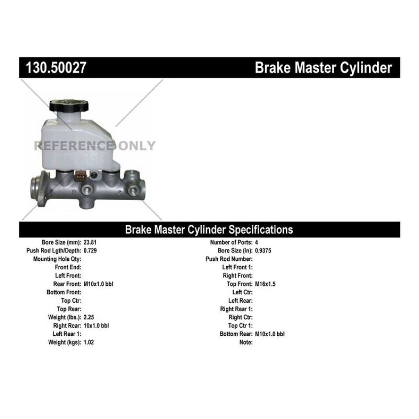 CENTRIC PARTS 130.50027 Centric Premium Brake Master Cylinder