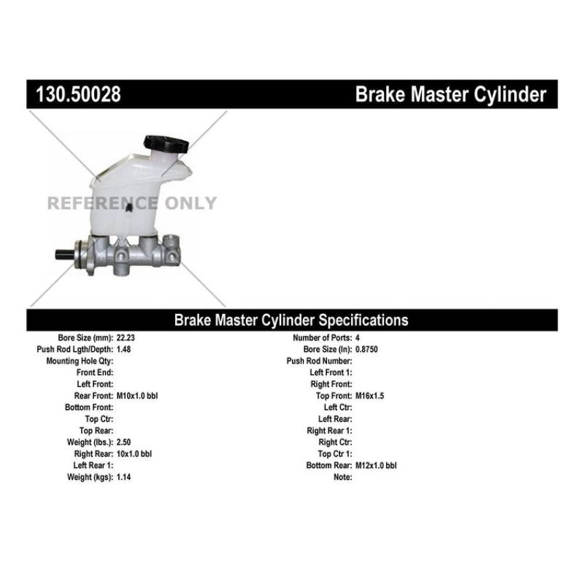 CENTRIC PARTS 130.50028 Centric Premium Brake Master Cylinder