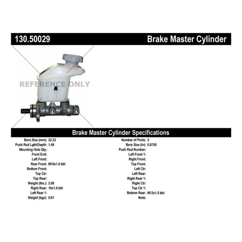 CENTRIC PARTS 130.50029 Centric Premium Brake Master Cylinder