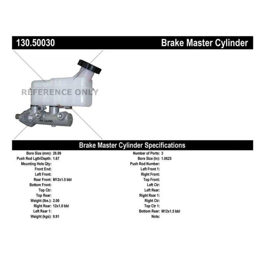 CENTRIC PARTS 130.50030 Centric Premium Brake Master Cylinder