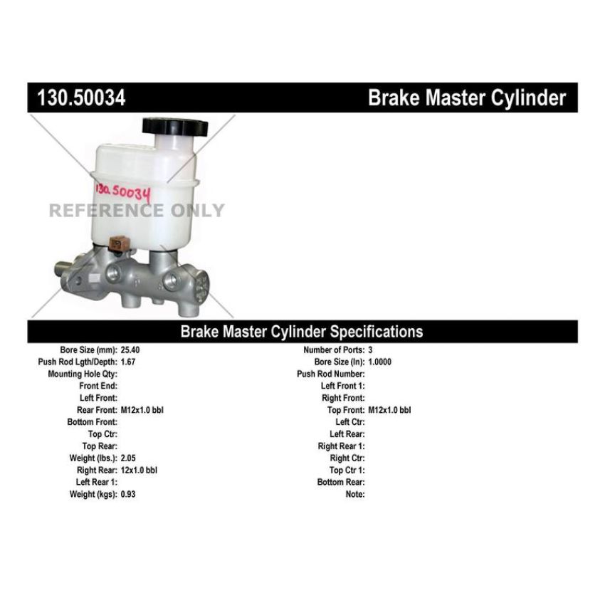 CENTRIC PARTS 130.50034 Centric Premium Brake Master Cylinder