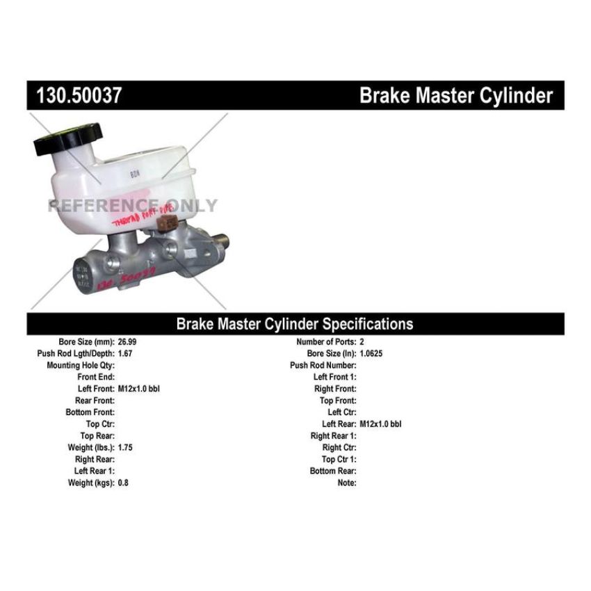 CENTRIC PARTS 130.50037 Centric Premium Brake Master Cylinder