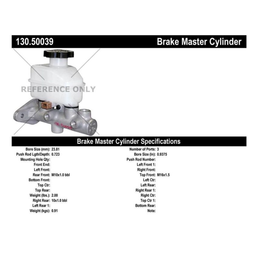 CENTRIC PARTS 130.50039 Centric Premium Brake Master Cylinder