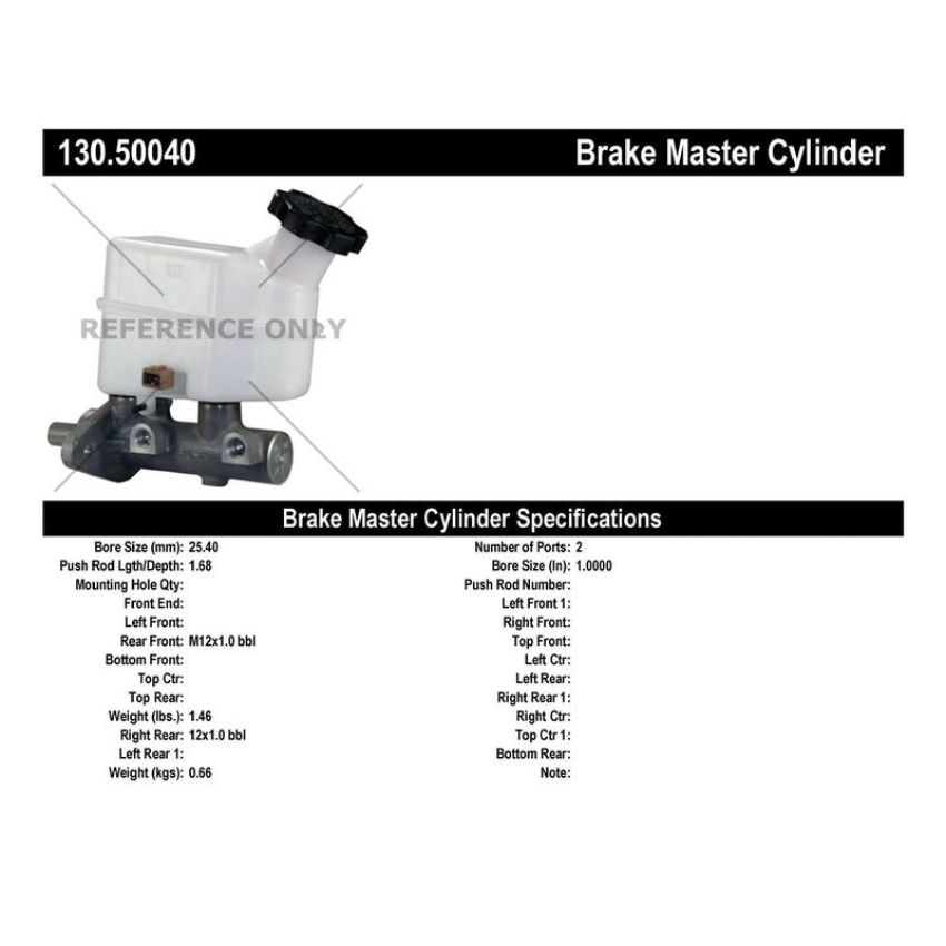 CENTRIC PARTS 130.50040 Centric Premium Brake Master Cylinder