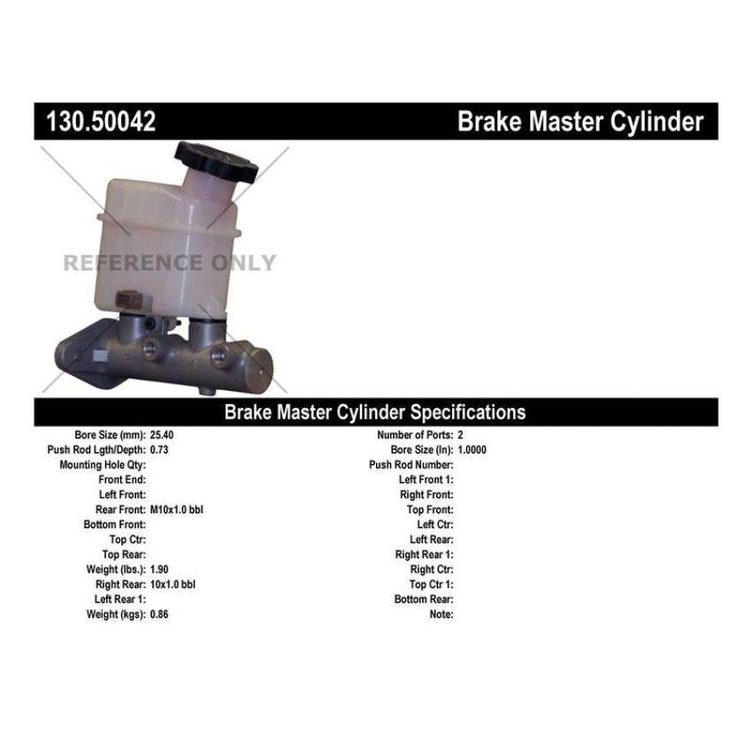 CENTRIC PARTS 130.50042 Centric Premium Brake Master Cylinder