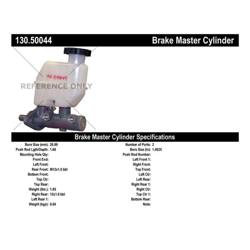 CENTRIC PARTS 130.50044 Centric Premium Brake Master Cylinder
